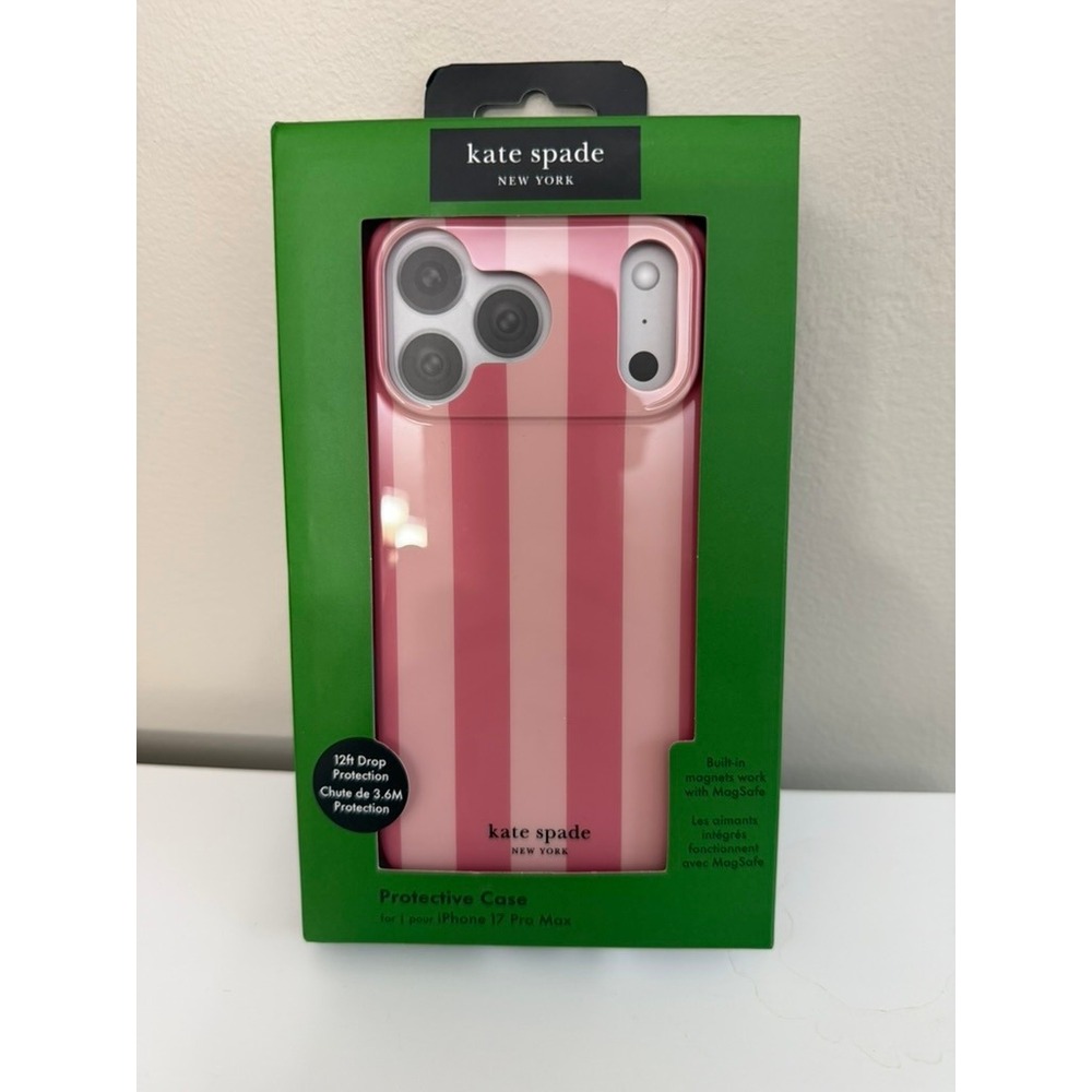 Kate Spade Phone Case iPhone 17 Pro Max Pink Stripe MagSafe NWT